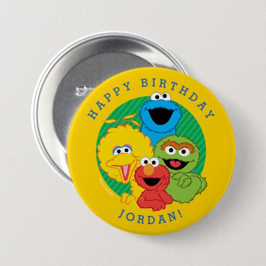 Sesamstraat Vrienden Birthday Ronde Button 7,6 Cm (Voorkant /achterkant)