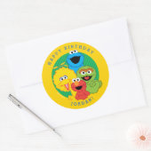 Sesamstraat Vrienden Birthday Ronde Sticker (Envelop)