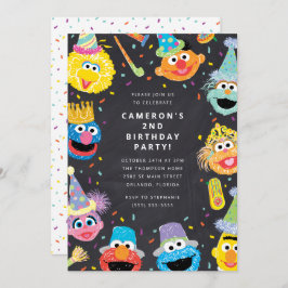 Sesamstraat Vrienden Chalkboard Confetti Birthday Kaart