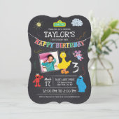 Sesamstraat Vrienden Chalkboard Foto 3rd Birthday Kaart (Staand voorkant)