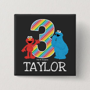 Sesamstraat Vrienden Chalkboard regenboogstraal 3r Vierkante Button 5,1 Cm