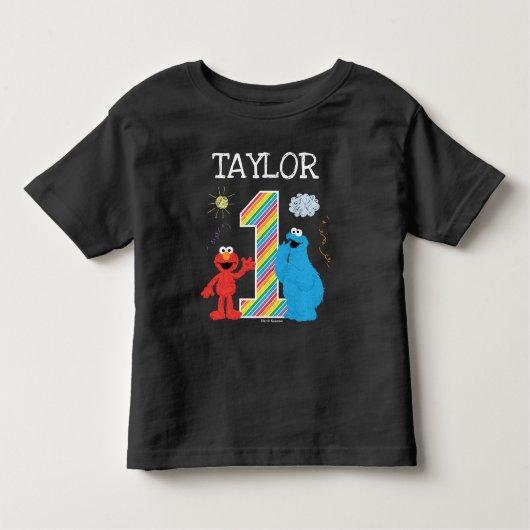 Sesamstraat Vrienden Chalkboard regenboogvaart 1e  Kinder Shirts (Voorkant)