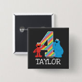 Sesamstraat Vrienden Chalkboard regenboogvaart 4e  Vierkante Button 5,1 Cm (Voorkant /achterkant)