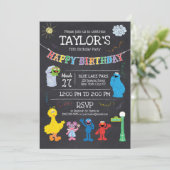 Sesamstraat Vrienden Chalkboard regenboogvaart 5e  Kaart (Staand voorkant)