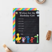 Sesamstraat Vrienden Chalkboard Verjaardag Meisje  Notitiekaartje (Voorkant / Achterkant in situ)