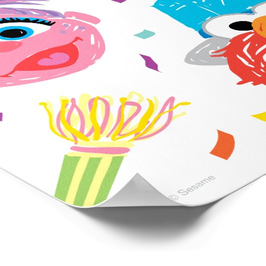 Sesamstraat Vrienden Confetti Birthday Welkom Poster (Hoek)