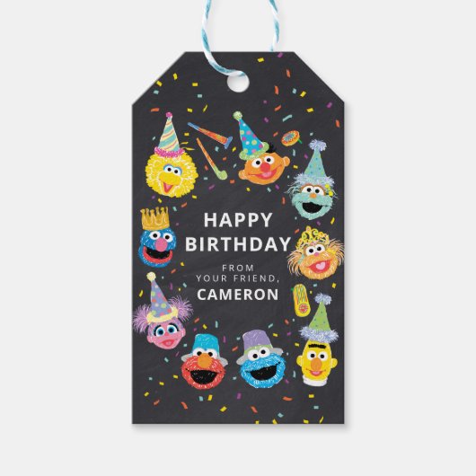 Sesamstraat Vrienden Confetti Happy Birthday van Cadeaulabel (Voorkant)