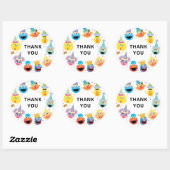 Sesamstraat Vrienden Confetti Verjaardag Dank u Ronde Sticker (Vel)