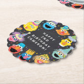 Sesamstraat Vrienden Confetti Verjaardag Kartonnen Onderzetters (Gekanteld)