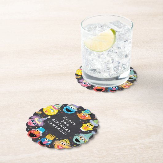 Sesamstraat Vrienden Confetti Verjaardag Kartonnen Onderzetters (Insitu)