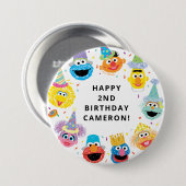 Sesamstraat Vrienden Confetti Verjaardag Ronde Button 7,6 Cm (Voorkant /achterkant)