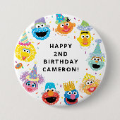 Sesamstraat Vrienden Confetti Verjaardag Ronde Button 7,6 Cm (Voorkant)