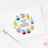 Sesamstraat Vrienden Confetti Verjaardag Ronde Sticker (Envelop)