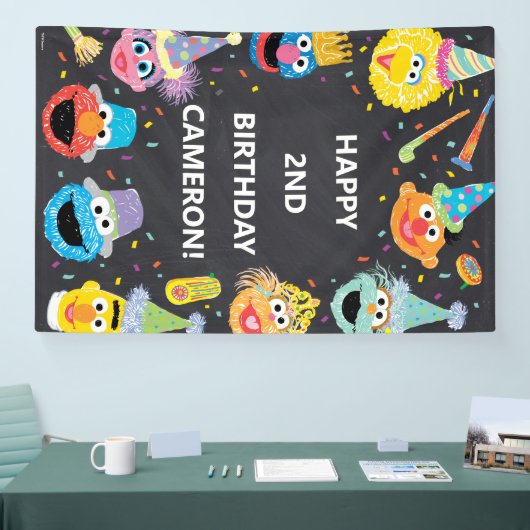 Sesamstraat Vrienden Confetti Verjaardag Spandoek (Beurs)