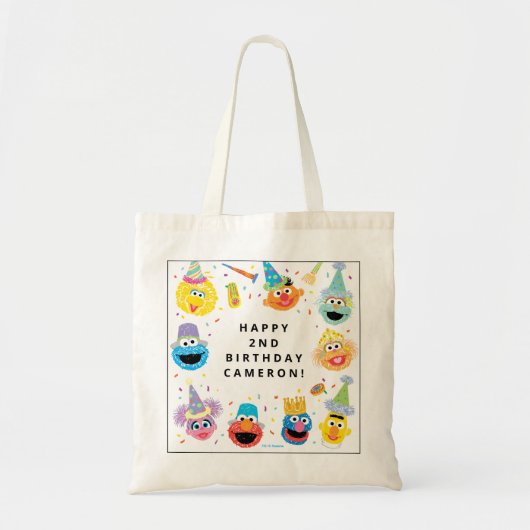 Sesamstraat Vrienden Confetti Verjaardag Tote Bag (Voorkant)
