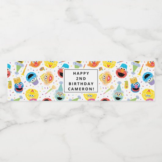 Sesamstraat Vrienden Confetti Verjaardag Waterfles Etiket (Enkel label)