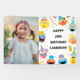 Sesamstraat Vrienden Confetti Verjaardagsfoto Spandoek