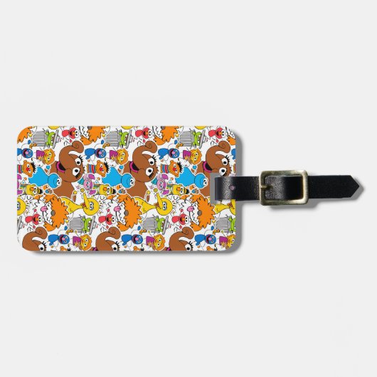 Sesamstraat Vrienden Doodley Pattern Bagagelabel (Voorkant horizontaal)