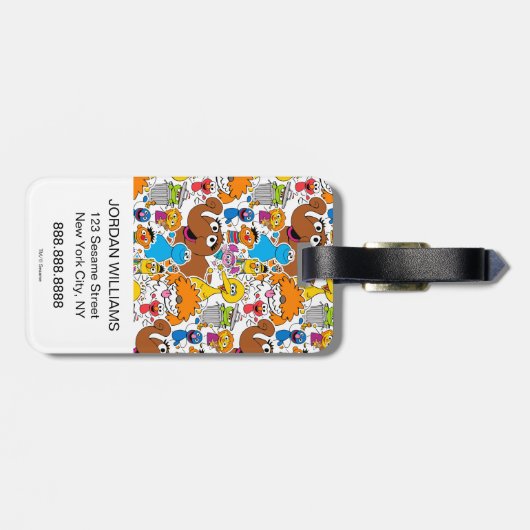 Sesamstraat Vrienden Doodley Pattern Bagagelabel (Achterkant horizontaal)