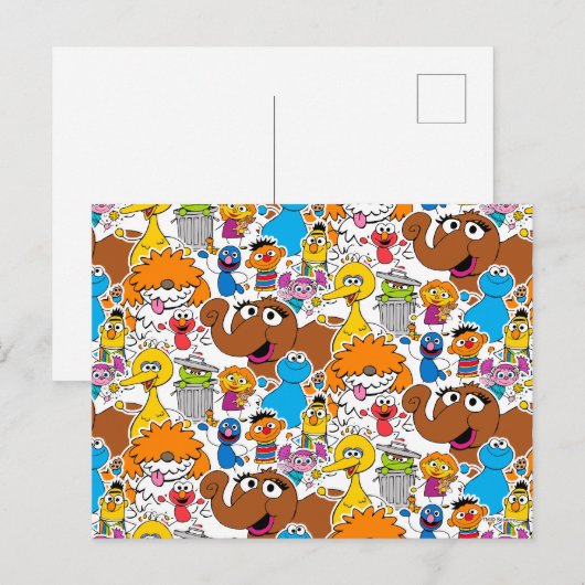 Sesamstraat Vrienden Doodley Pattern Briefkaart (Voorkant / Achterkant)