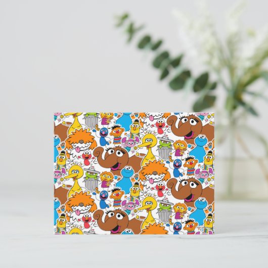 Sesamstraat Vrienden Doodley Pattern Briefkaart (Staand voorkant)