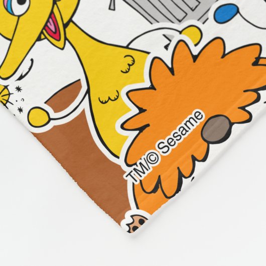 Sesamstraat Vrienden Doodley Pattern Fleece Deken (Hoek)