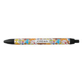 Sesamstraat Vrienden Doodley Pattern | Jouw namen Blauwe Inkt Pen (Voorkant)