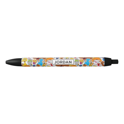 Sesamstraat Vrienden Doodley Pattern | Jouw namen Blauwe Inkt Pen (Voorkant)