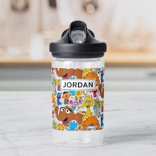 Sesamstraat Vrienden Doodley Pattern   Jouw namen  Waterfles