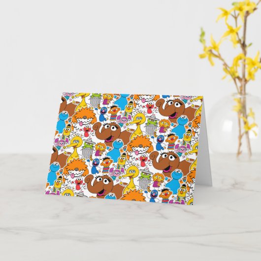 Sesamstraat Vrienden Doodley Pattern Kaart (Gele Bloem)
