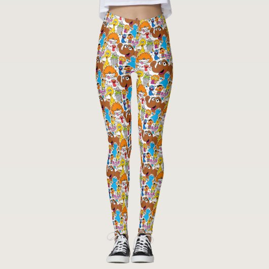 Sesamstraat Vrienden Doodley Pattern Leggings (Voorkant)