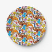 Sesamstraat Vrienden Doodley Pattern Papieren Bordje (Voorkant)