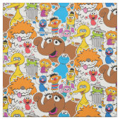 Sesamstraat Vrienden Doodley Pattern Stof (Swatch)