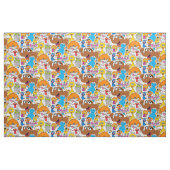 Sesamstraat Vrienden Doodley Pattern Stof (Fat Quarter)