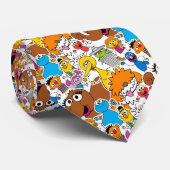 Sesamstraat Vrienden Doodley Pattern Stropdas (Opgerold)