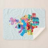 Sesamstraat Vrienden en Cadeaus Sherpa Deken (Voorkant (horizontaal))