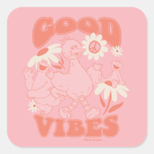 Sesamstraat Vrienden   Good Vibes Vierkante Sticker