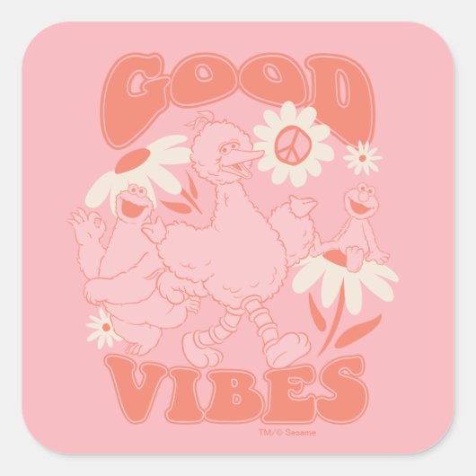 Sesamstraat Vrienden | Good Vibes Vierkante Sticker (Voorkant)