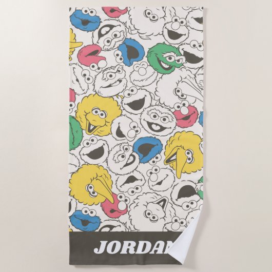 Sesamstraat Vrienden | Grote kop | Jouw namen toev Strandlaken (Voorkant)