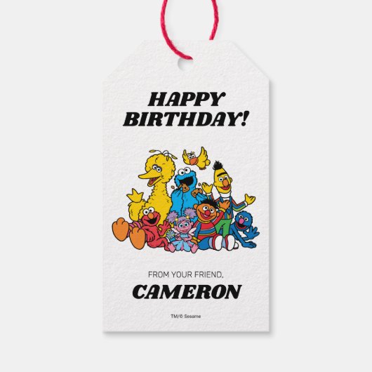 Sesamstraat Vrienden Happy Birthday van Cadeaulabel (Achterkant)
