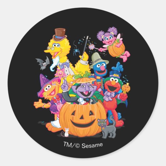 Sesamstraat Vrienden | Happy Halloween Ronde Sticker (Voorkant)