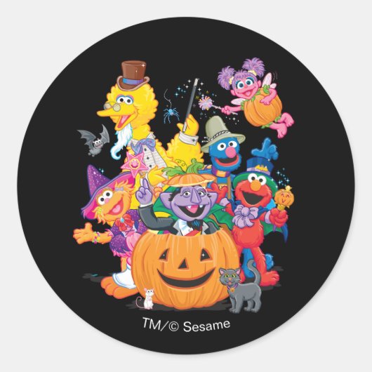 Sesamstraat Vrienden | Happy Halloween Ronde Sticker (Voorkant)