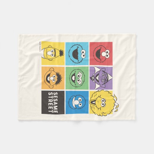 Sesamstraat Vrienden | Kleurblokken Fleece Deken (Voorkant (Horizontaal))