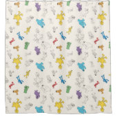 Sesamstraat Vrienden | Kleurrijk  patroon Douchegordijn (Voorkant)