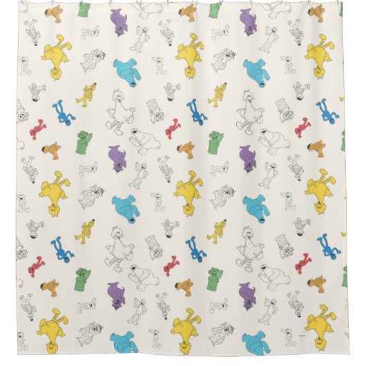 Sesamstraat Vrienden | Kleurrijk  patroon Douchegordijn (Voorkant)