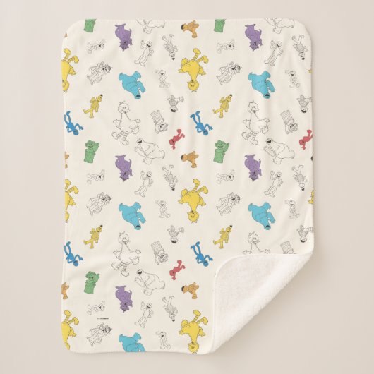 Sesamstraat Vrienden | Kleurrijk  patroon Sherpa Deken (Voorkant)