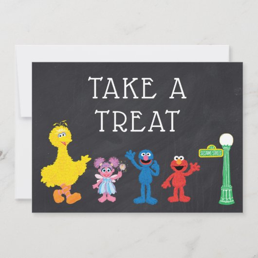 Sesamstraat Vrienden Krijtbord Regenboog Verjaarda Kaart (Voorkant)