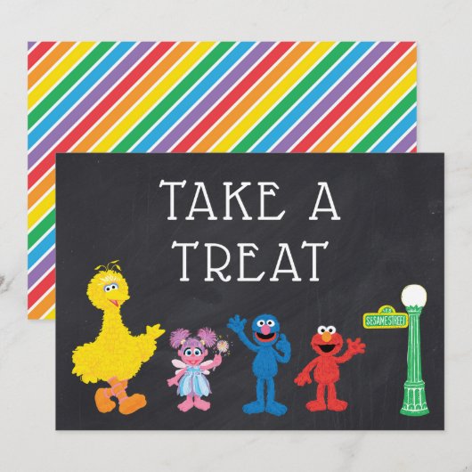 Sesamstraat Vrienden Krijtbord Regenboog Verjaarda Kaart (Voorkant / Achterkant)