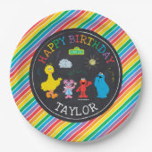 Sesamstraat Vrienden Krijtbord Regenboog Verjaarda Papieren Bordje (Voorkant)