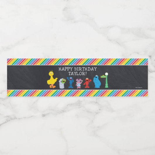 Sesamstraat Vrienden Krijtbord Regenboog Verjaarda Waterfles Etiket (Enkel label)
